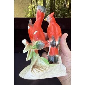 Vtg 1950’s Suttons Japan Cardinals Red Figurine Porcelain Handpainted *Needs TLC